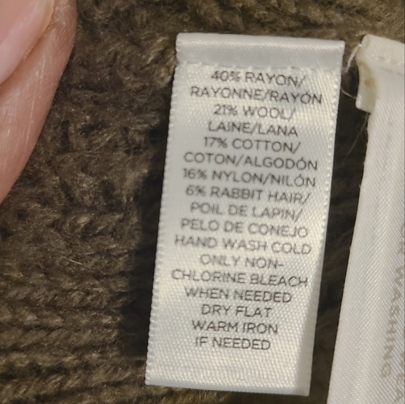 LOFT | Women's Olive Green/Brown Cable Knit Wool Blend Sweater (Size Medium) - Picture 4 of 14